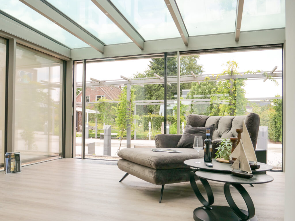 Wintergartenansicht mit barrierefreier Nullschwelle